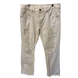 Antique Rivet Men's Distressed White Jeans Size 36 x 34 Rivet Detail Streetwear
